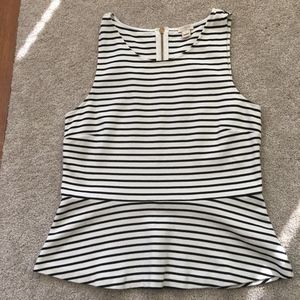 J Crew Striped Peplum with Zipper Detail